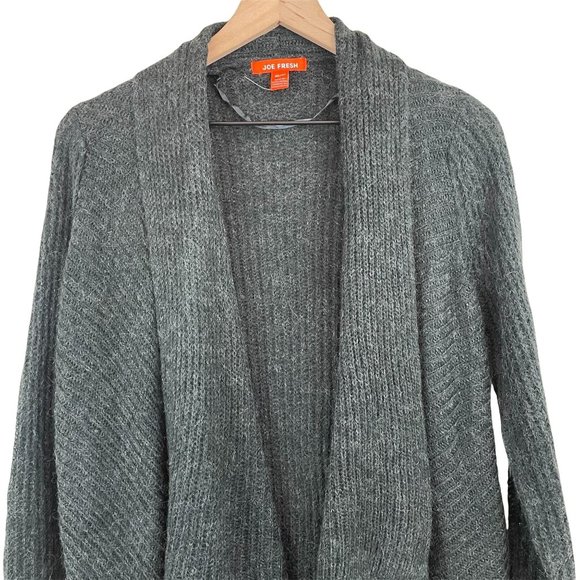 Joe Fresh grey charcoal cascade open front flyaway cardigan extra small MSRP 39 - Picture 6 of 12